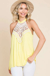 Culture Code Lace Panel Sleeveless Round Neck Top - Brittney MADE