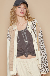 POL Leopard Exposed Seam Button Up Quilted Jacket - Brittney MADE