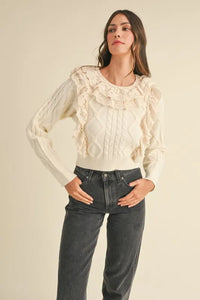 MABLE Ruffled Lace Crochet Sweater - Brittney MADE