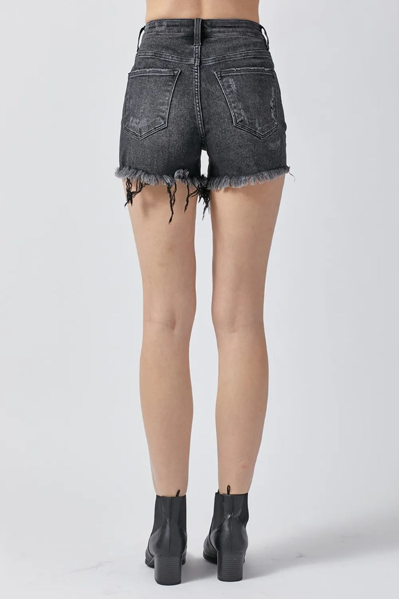 RISEN Raw Hem Denim Shorts with Pockets - Brittney MADE