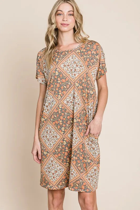 BOMBOM Multicolored Leaves Jacquard Dress - Brittney MADE