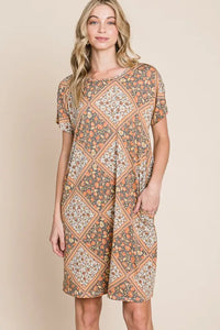 BOMBOM Multicolored Leaves Jacquard Dress - Brittney MADE