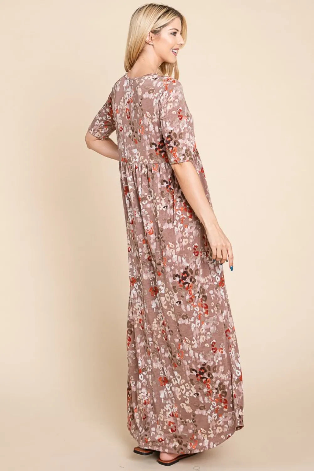 BOMBOM Printed Shirred Maxi Dress - Brittney MADE