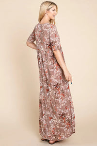 BOMBOM Printed Shirred Maxi Dress - Brittney MADE