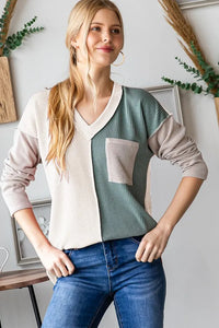 Heimish Color Block Exposed Seam Ribbed T-Shirt - Brittney MADE