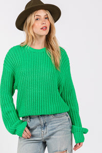 SAGE + FIG Round Neck Drop Shoulder Sweater - Brittney MADE