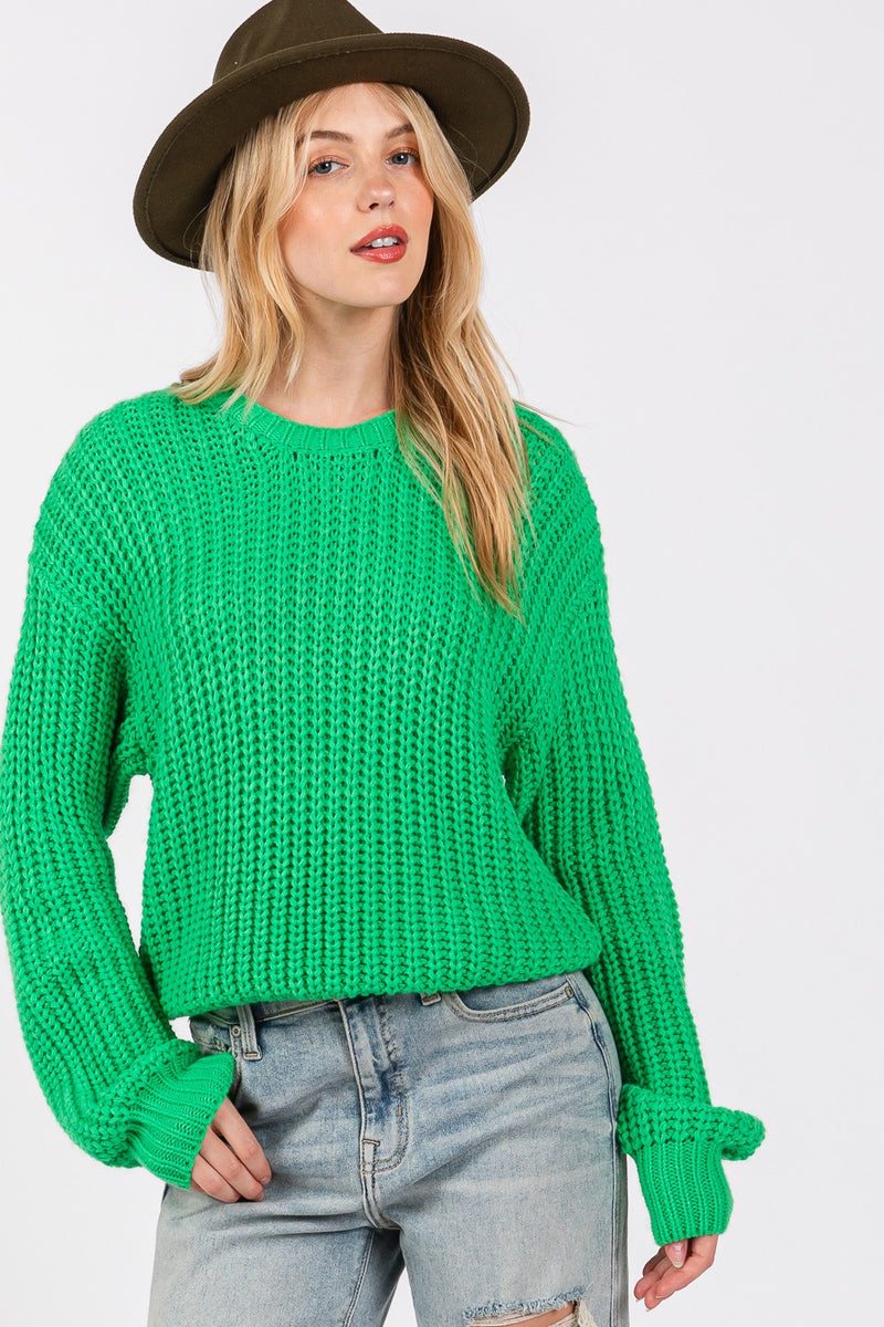 SAGE + FIG Round Neck Drop Shoulder Sweater - Brittney MADE