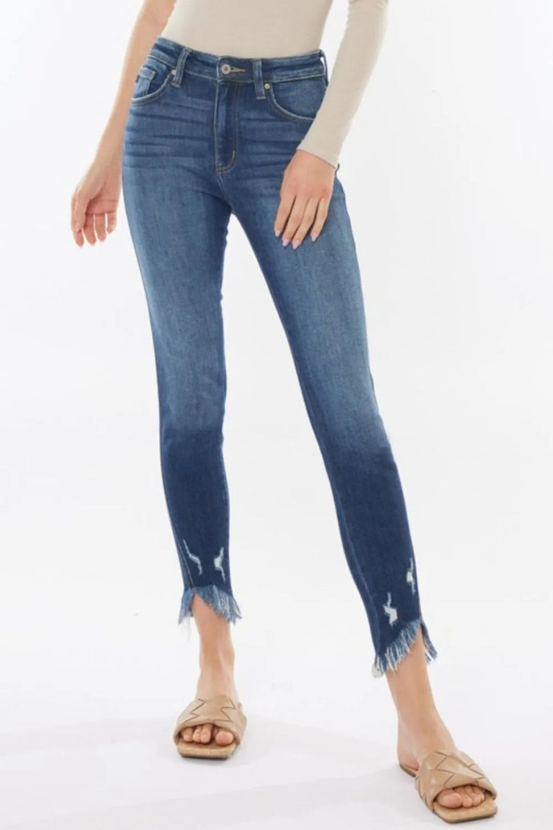 Kancan Raw Hem High Waist Cropped Jeans - Brittney MADE