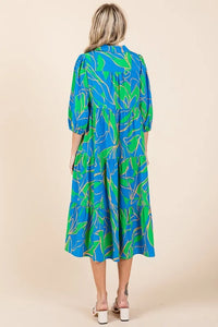 Mittoshop Tiered Printed Collared Neck Midi Dress - Brittney MADE