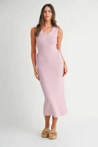 MABLE Crochet Side Lace Up Knit Midi Dress - Brittney MADE