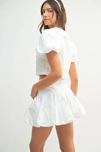MABLE Puff Sleeve Button Down Top and Bubble Skirt Set - Brittney MADE