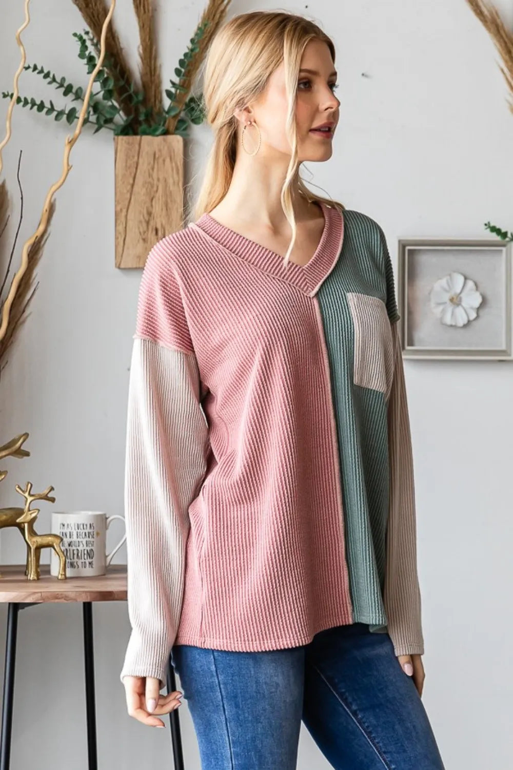 Heimish Color Block Exposed Seam Ribbed T-Shirt - Brittney MADE