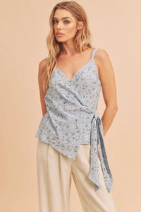 Aemi + Co Ditsy Floral Surplice Adjustable Straps Cami - Brittney MADE