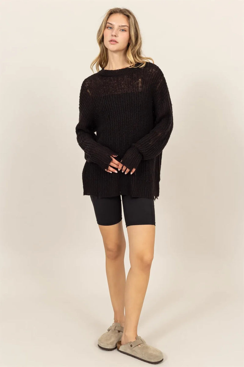 HYFVE Distressed Long Sleeve Knit Top - Brittney MADE