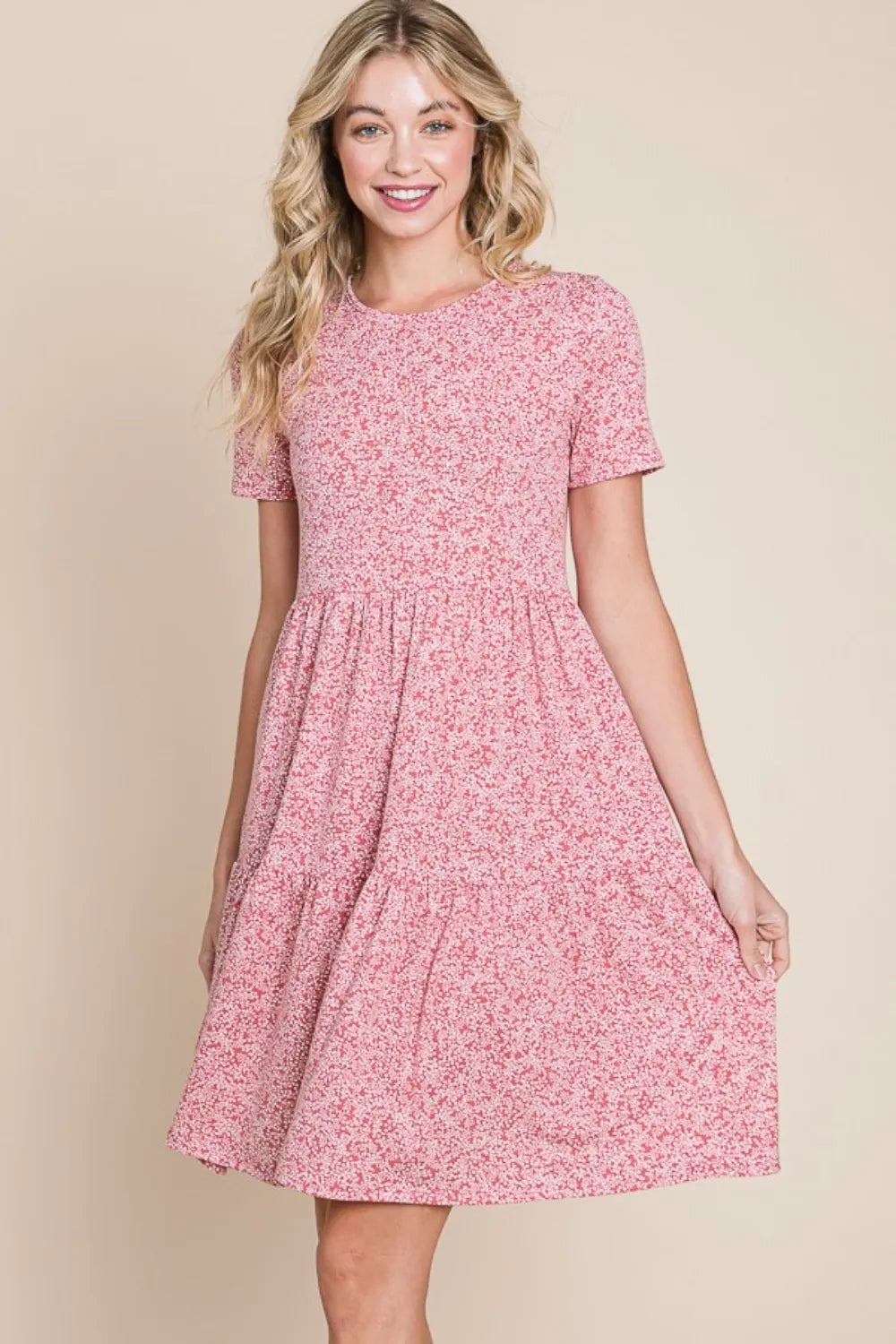 BOMBOM Printed Short Sleeve Mini Dress - Brittney MADE