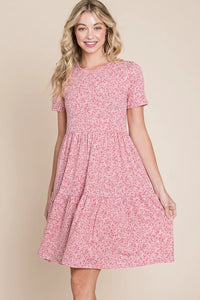 BOMBOM Printed Short Sleeve Mini Dress - Brittney MADE