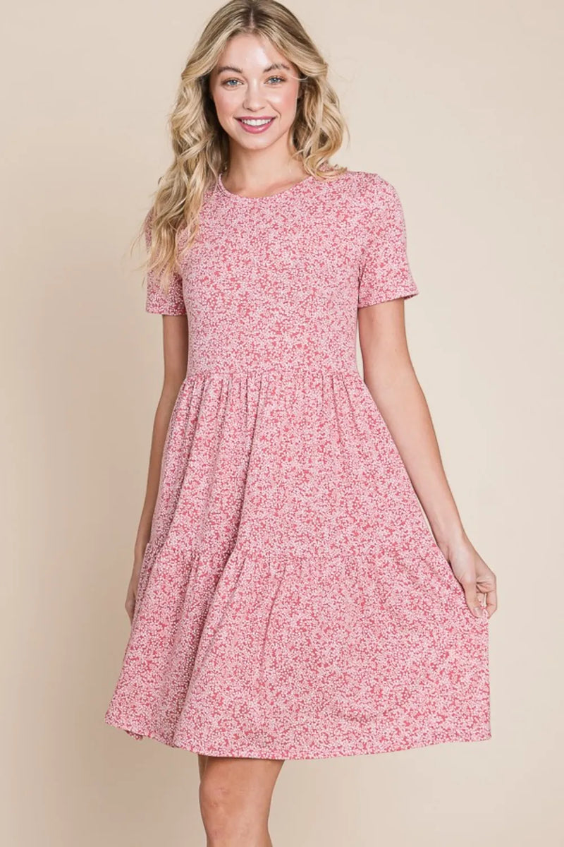 BOMBOM Printed Short Sleeve Mini Dress - Brittney MADE