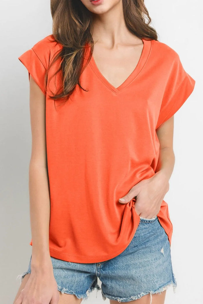 Ces Femme Modal V-Neck Cap Sleeve T-Shirt - Brittney MADE