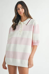 MABLE Oversized Stripe Polo Collar Sweater - Brittney MADE