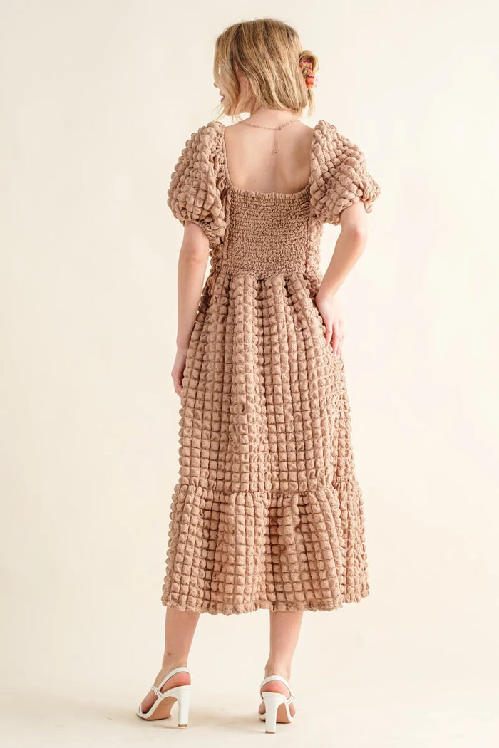 And The Why Full Size Square Neck Puff Sleeve Dress - Brittney MADE