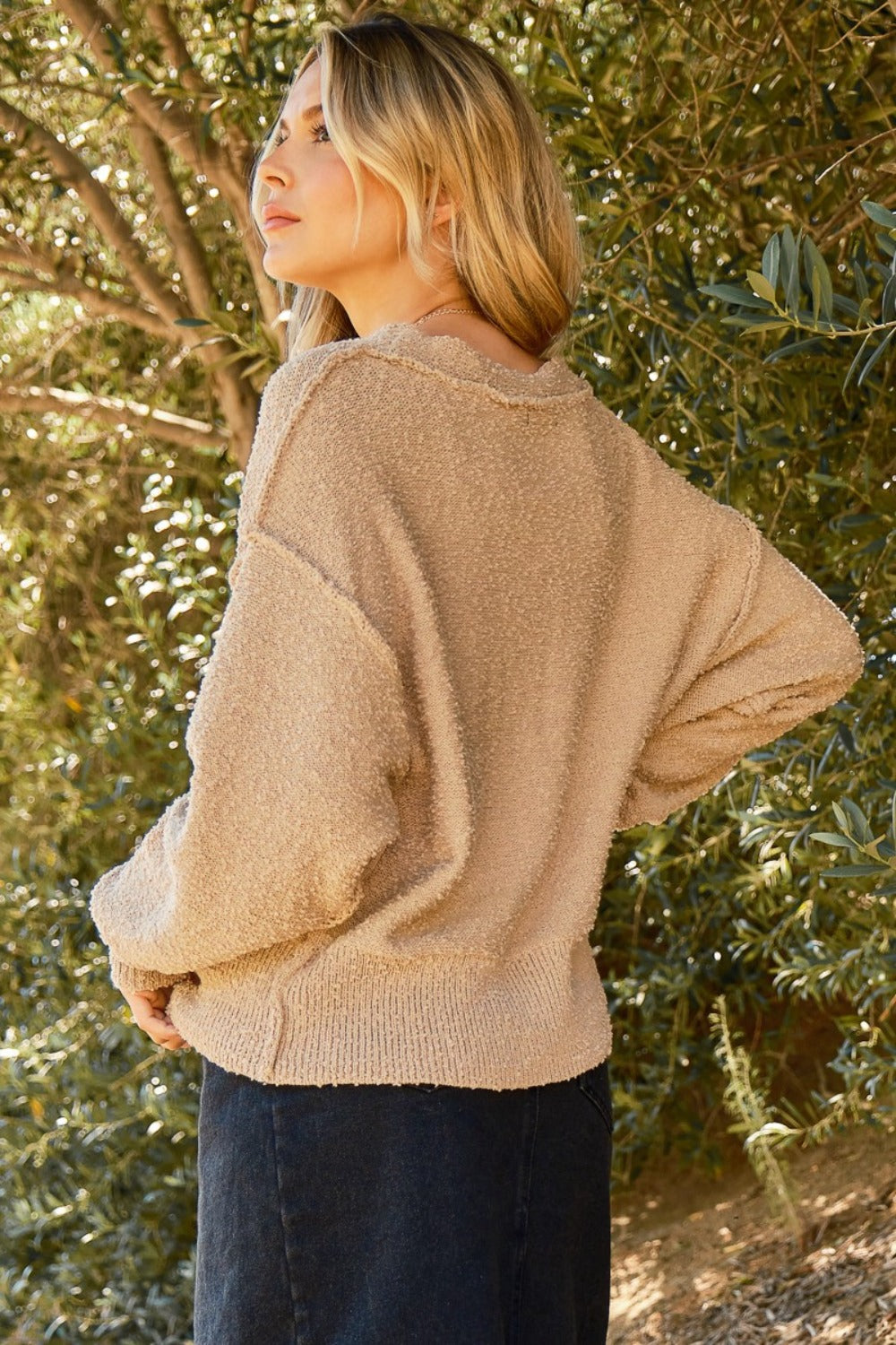 And The Why Button Down Popcorn Sweater Cardigan - Brittney MADE