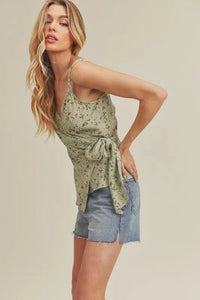 Aemi + Co Ditsy Floral Surplice Adjustable Straps Cami - Brittney MADE