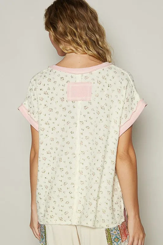 POL Floral V-Neck Short Sleeve T-Shirt - Brittney MADE