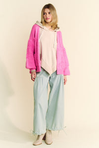 Davi & Dani Side Slit Open Front Long Sleeve Cardigan - Brittney MADE