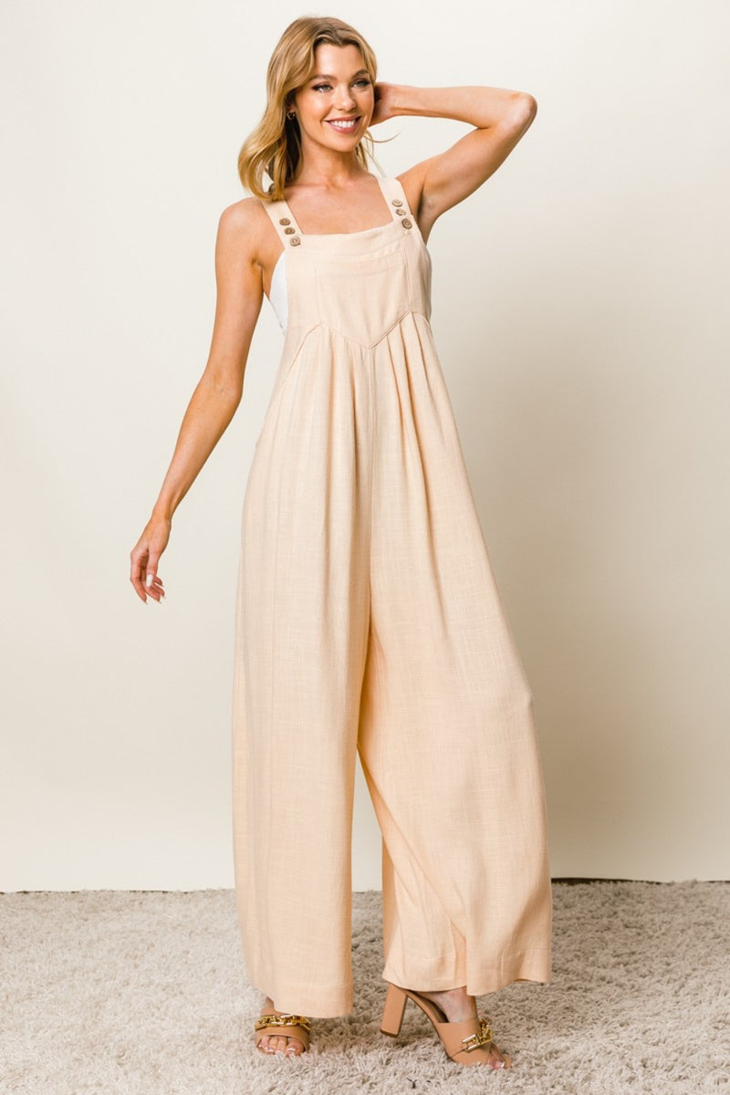 BiBi Texture Sleeveless Wide Leg Jumpsuit - Brittney MADE