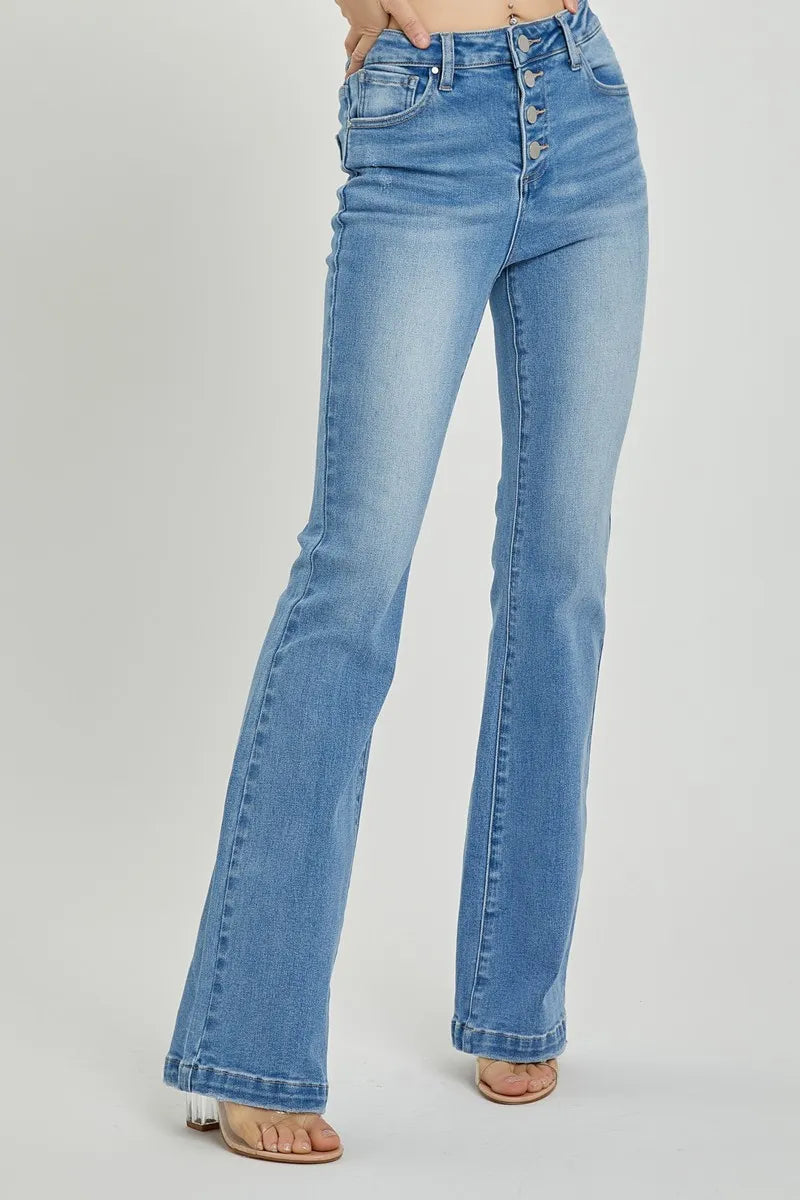 RISEN Full Size High Rise Button Fly Bootcut Jeans - Brittney MADE