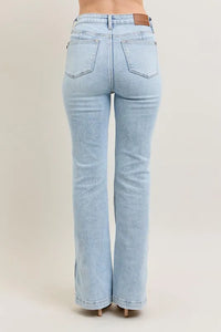 Judy Blue Full Size Tummy Control Vintage Wash Side Slit Slim Boot Jeans Plus Size - Brittney MADE
