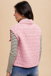 Annie Wear Texture Quilted Snap Down Vest Coat - Brittney MADE