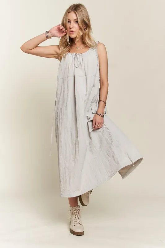 ADORA Drawstring Slit Back Cargo Dress - Brittney MADE