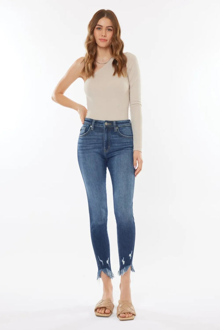 Kancan Raw Hem High Waist Cropped Jeans - Brittney MADE