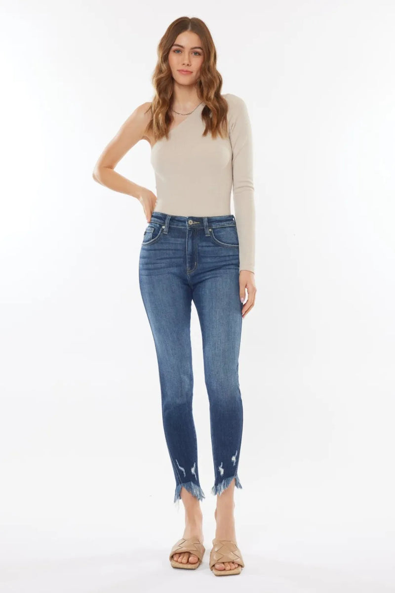 Kancan Raw Hem High Waist Cropped Jeans - Brittney MADE