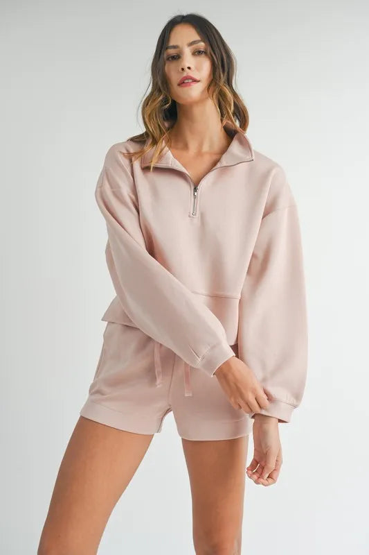 MABLE Half Zip Sweatshirt and Shorts Set - Brittney MADE