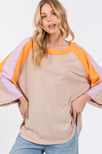 SAGE + FIG Color Block Curved Hem T-Shirt - Brittney MADE