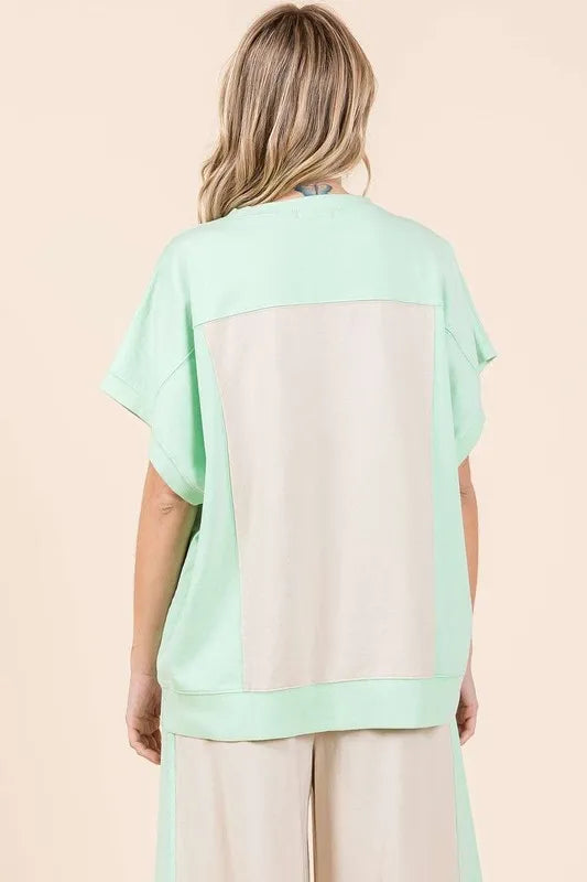 Mittoshop Oversized Color Block Short Sleeve T-Shirt - Brittney MADE