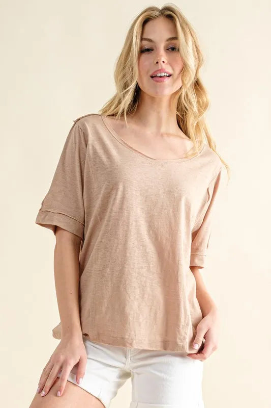 And The Why Vintage Slub Round Neck T-Shirt - Brittney MADE
