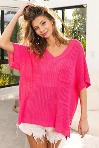 BiBi V-Neck Short Sleeve Knit Top - Brittney MADE