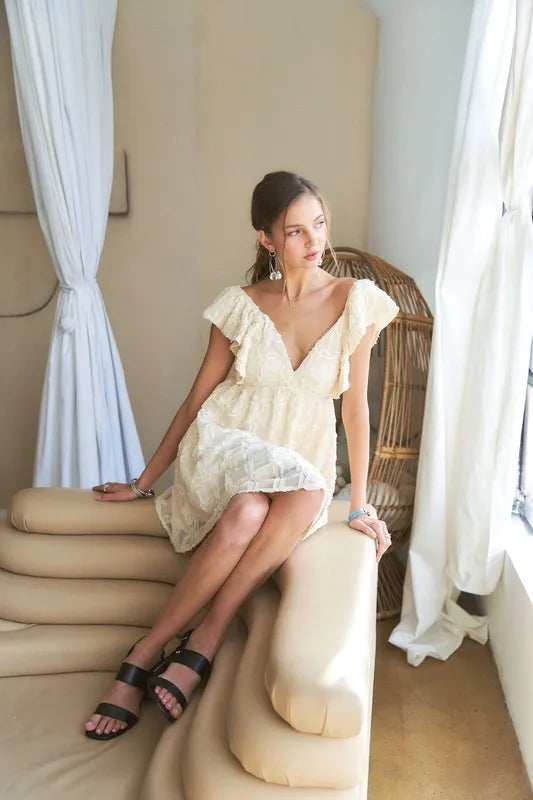 ADORA Tie Back V-Neck Ruffle Sleeve Dress - Brittney MADE