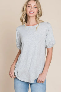 BOMBOM Round Neck Puff Sleeve T-Shirt - Brittney MADE