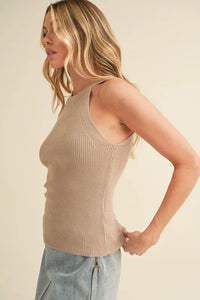 Aemi + Co Grecian Neck Ribbed Tank - Brittney MADE