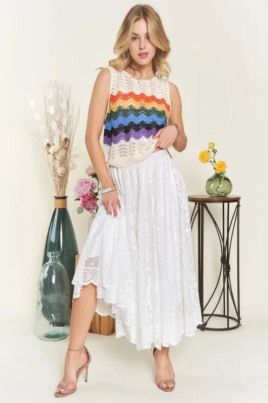 ADORA Elastic Waist Lace Midi Skirt - Brittney MADE