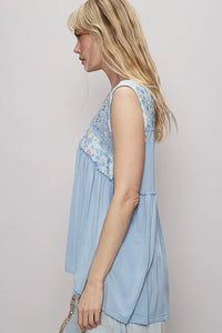 POL Lace Detail Frill Floral V-Neck Sleeveless Top - Brittney MADE