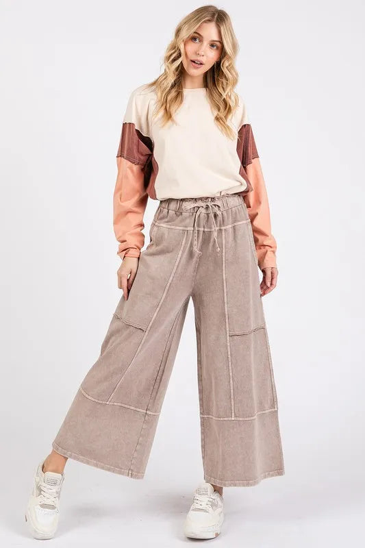 Mittoshop Mineral Wash Seam French Terry Wide Leg Pants - Brittney MADE