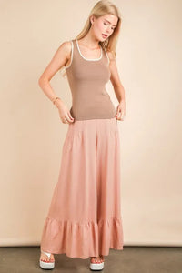 VERY J Palazzo Elastic Waist Comfy Pants - Brittney MADE