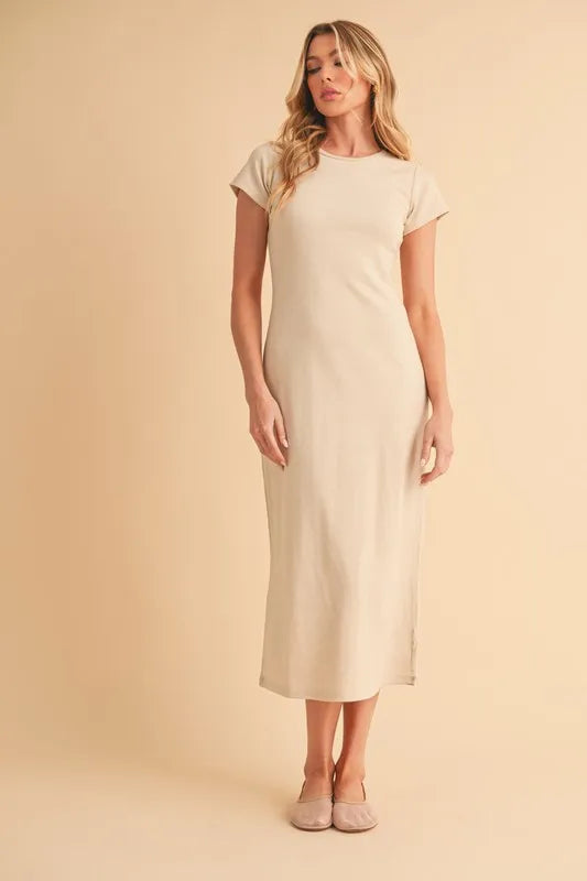 Aemi+Co Short Sleeve Midi Tee Dress - Brittney MADE