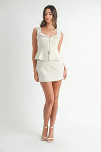 MABLE Embroidered Button Front Top and Mini Skirt Set - Brittney MADE