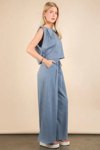 VERY J Solid Woven Top & Pants Set - Brittney MADE